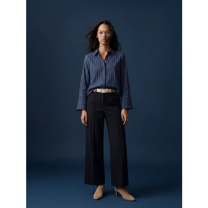 LCWAIKIKI Classic Lacivert Çizgili Kadın Gömlek Tunik