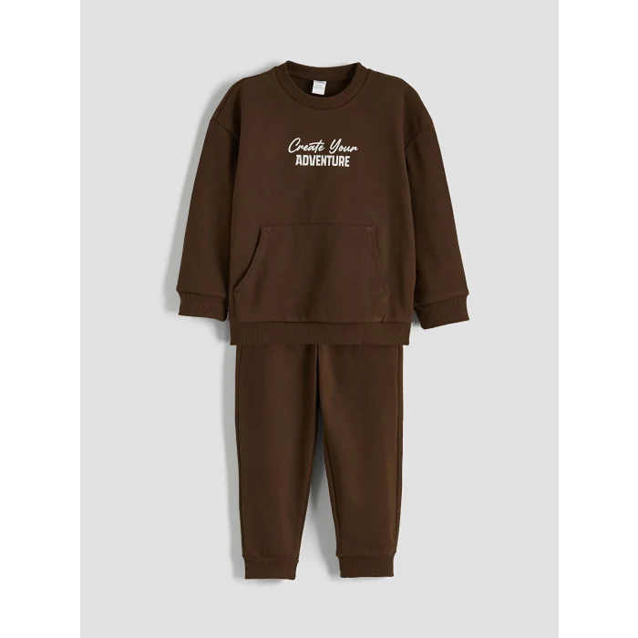 LCW Kids Kahverengi Bisiklet Yaka Erkek Çocuk Eşofman Takımı