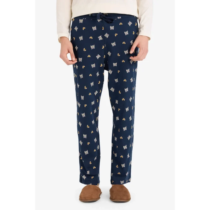 Defacto G3082AXNV135 Lacivert Tom & Jerry Pijama Takımı Regular Fit Uzun Kollu Üst Uzun Alt