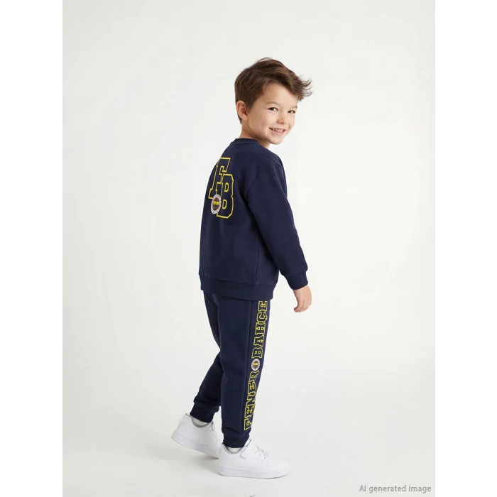 LCW Kids Lacivert Fenerbahçe Baskılı Erkek Çocuk Kalın Sweatshirt ve Eşofman Altı