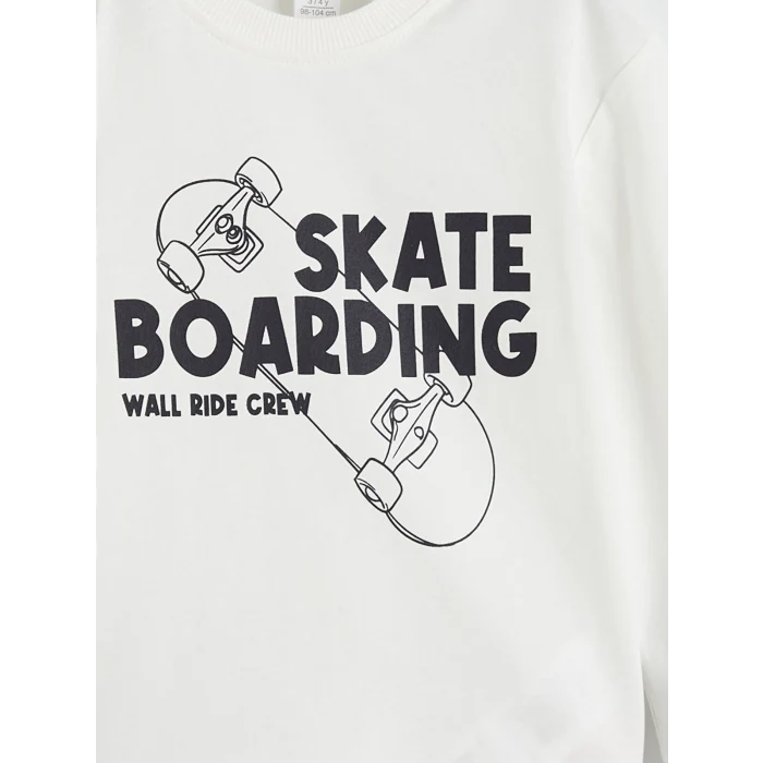 LCW Kids Ekru Baskılı Erkek Çocuk Takım 3lü