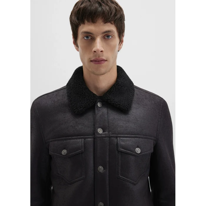 Mavi 0110460-71379 Suni Kürk Detaylı Siyah Suni Deri Ceket