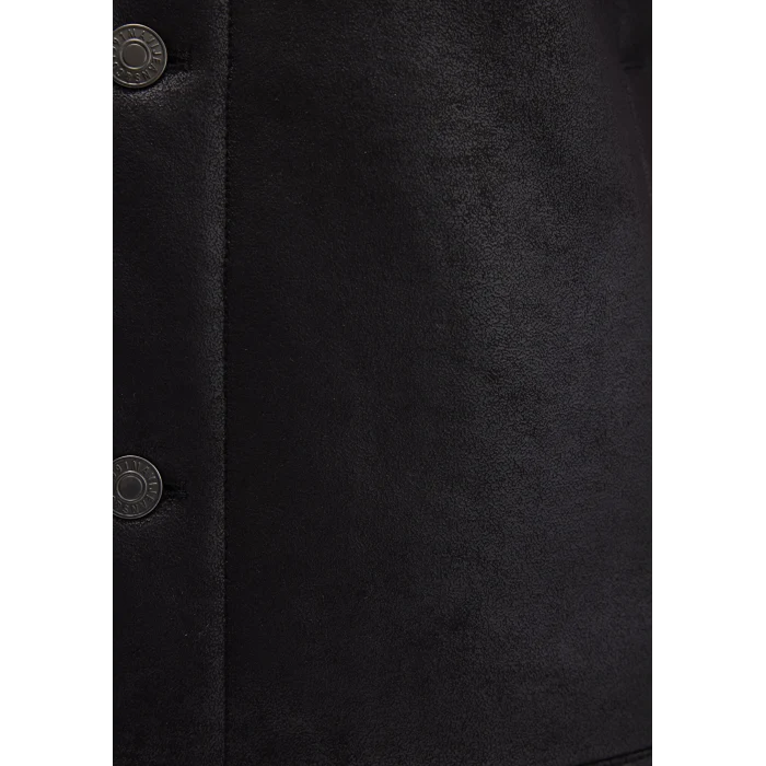 Mavi 0110460-71379 Suni Kürk Detaylı Siyah Suni Deri Ceket