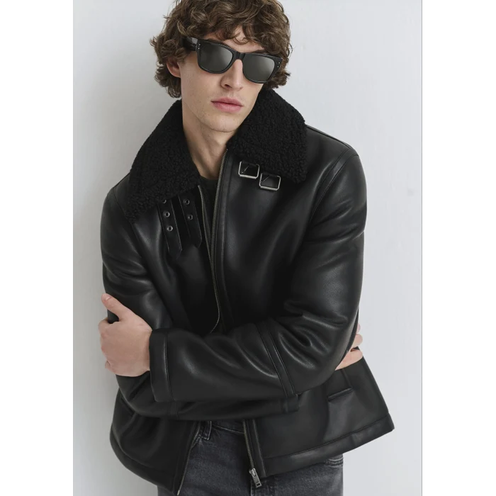 Mavi 0110670-71379 Suni Kürk Detaylı Siyah Suni Deri Ceket