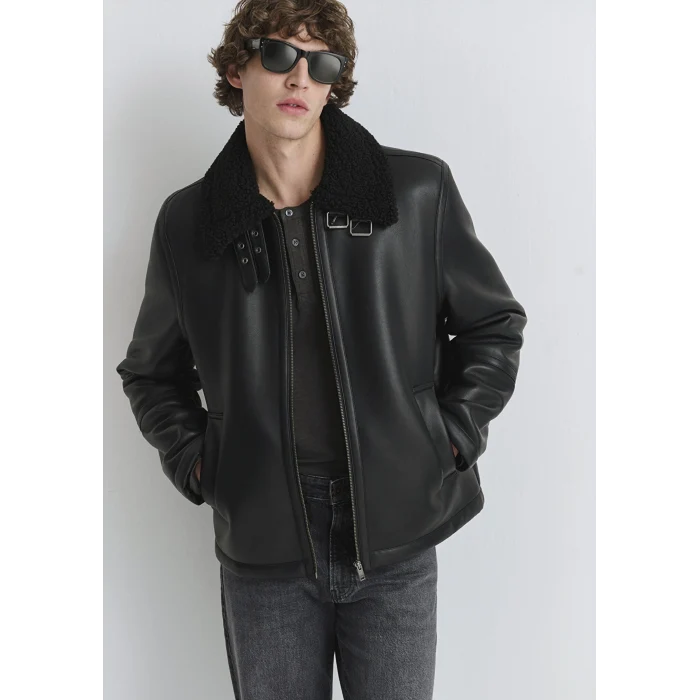 Mavi 0110670-71379 Suni Kürk Detaylı Siyah Suni Deri Ceket