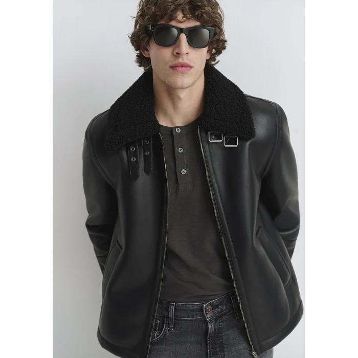 Mavi 0110670-71379 Suni Kürk Detaylı Siyah Suni Deri Ceket