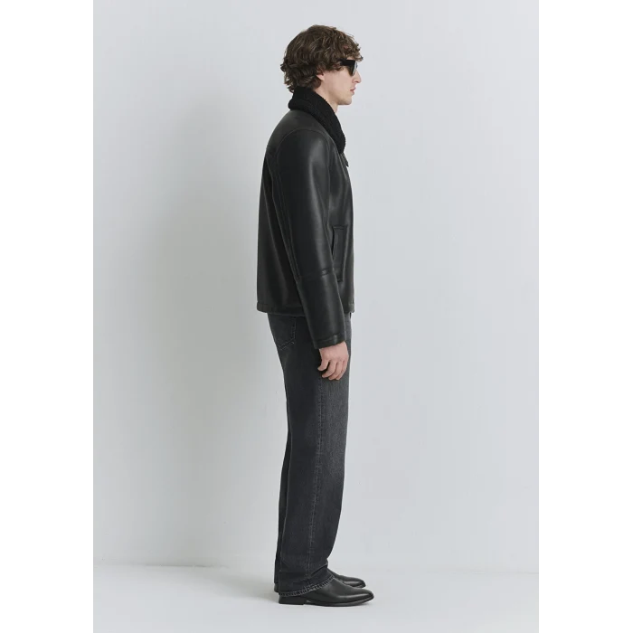 Mavi 0110670-71379 Suni Kürk Detaylı Siyah Suni Deri Ceket