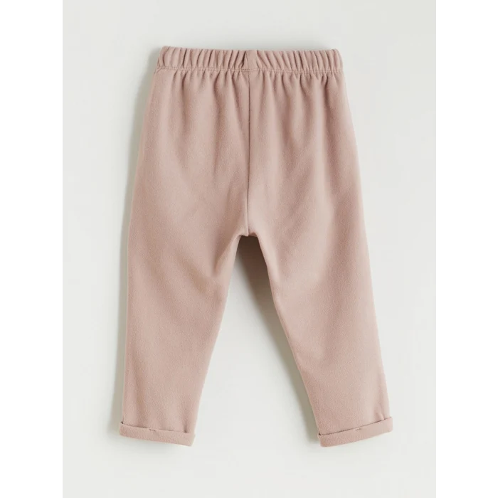 LCW baby Kahverengi Çiçek Baskılı Fırfırlı Kız Bebek Sweatshirt ve Eşofman Altı