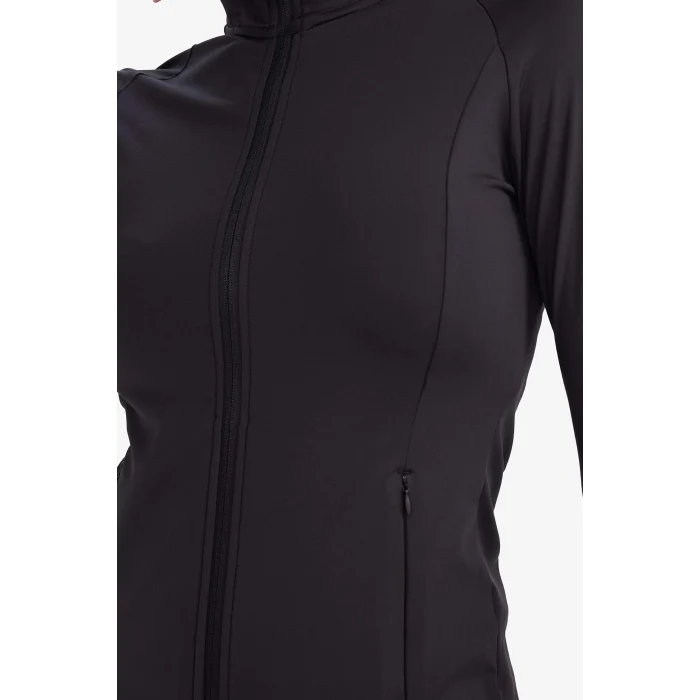 Defacto B3985AXBK81 Siyah Fitted Vücuda Oturan Ultra Soft Dik Yaka Çift Cepli Parmak Detaylı Fermuarlı Spor Hırka