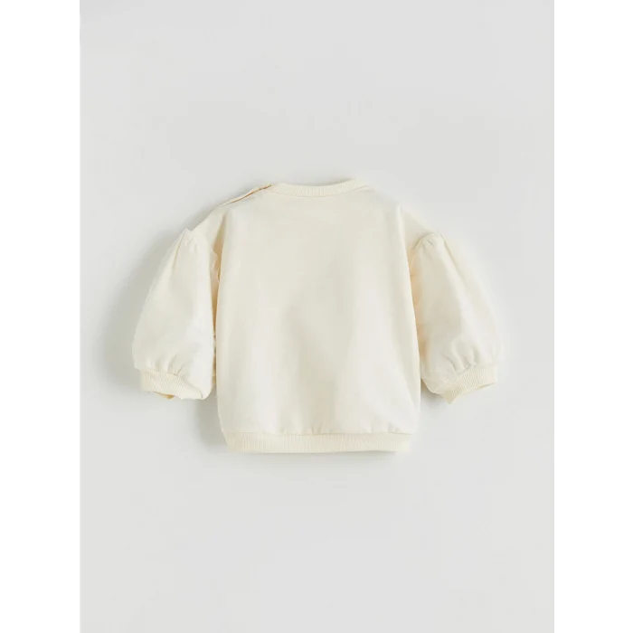 LCW baby Ekru Bisiklet Yaka Kız Bebek Sweatshirt ve Tayt