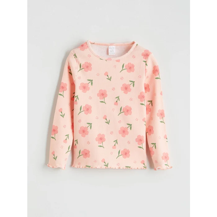 LCW baby Pembe Fırfır Detaylı Kız Bebek Bluz ve Tayt