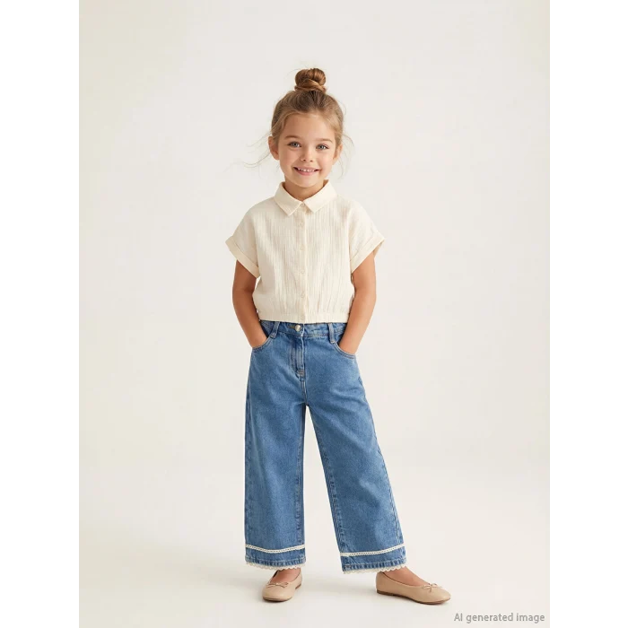 LCW Kids Mavi Regular Fit Kız Çocuk Jean Pantolon