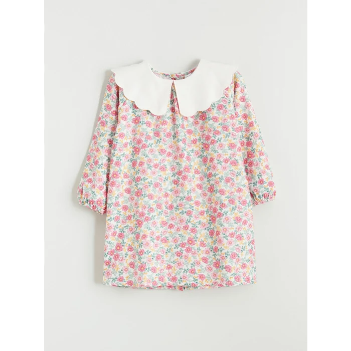 LCW Kids Pembe Bebe Yaka Çiçekli Kız Çocuk Elbise