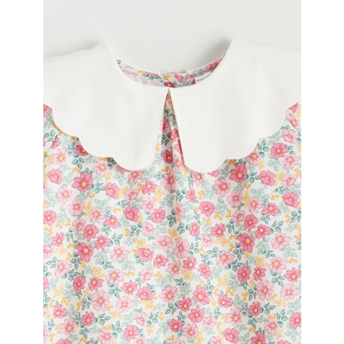 LCW Kids Pembe Bebe Yaka Çiçekli Kız Çocuk Elbise