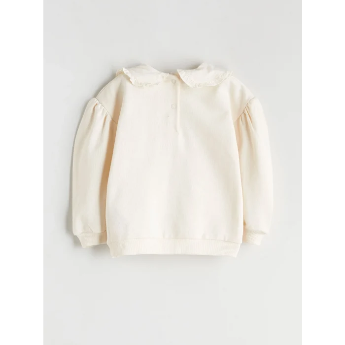 LCW baby Ekru Bebe Yaka Kız Bebek Sweatshirt ve Tayt