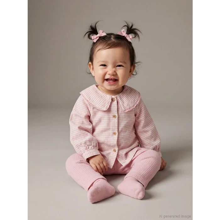 LCW baby Ekru Bebe Yaka Kız Bebek Gömlek ve Tayt