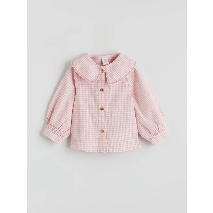 LCW baby Ekru Bebe Yaka Kız Bebek Gömlek ve Tayt