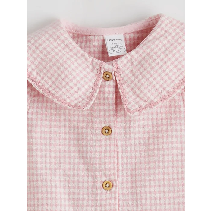 LCW baby Ekru Bebe Yaka Kız Bebek Gömlek ve Tayt