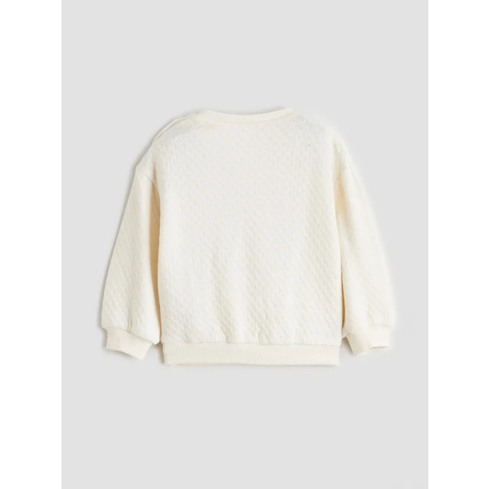 LCW baby Bej Hayvan Figürlü Kız Bebek Sweatshirt ve Pantolon