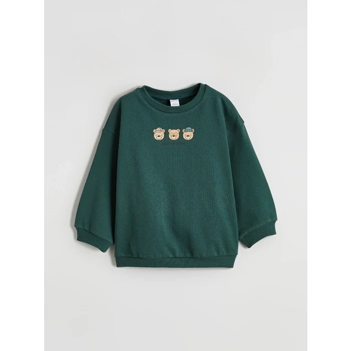 LCW baby Yeşil Baskılı Erkek Bebek Sweatshirt ve Pantolon