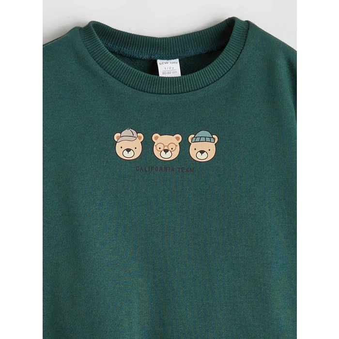 LCW baby Yeşil Baskılı Erkek Bebek Sweatshirt ve Pantolon