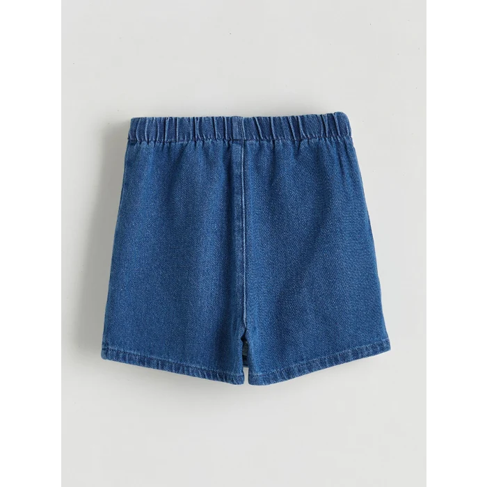 LCW Kids İndigo Kurdele Nakışlı Kız Çocuk Jean Şort