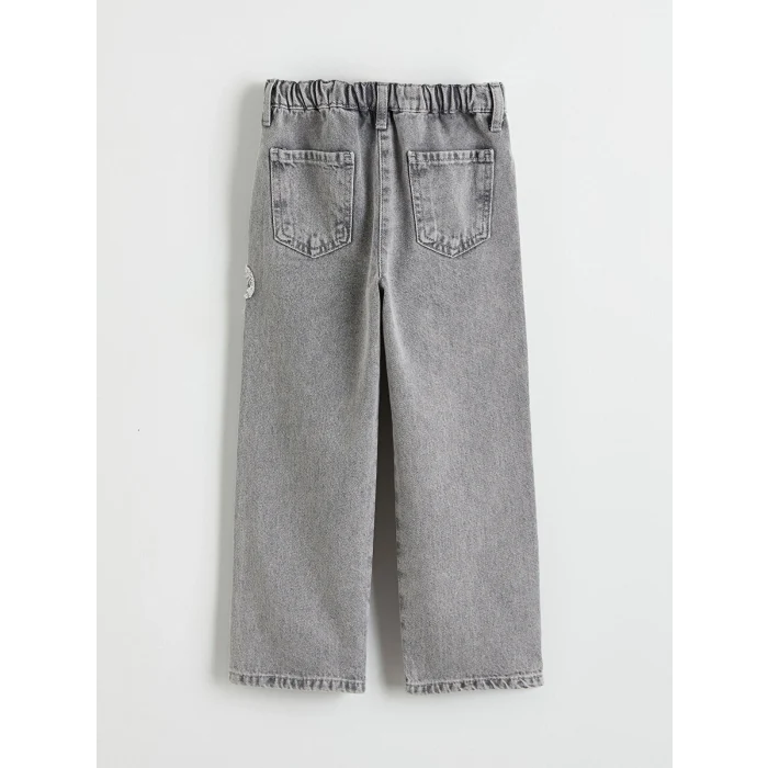 LCW Kids Karışık Regular Fit Nakışlı Kız Çocuk Jean Pantolon