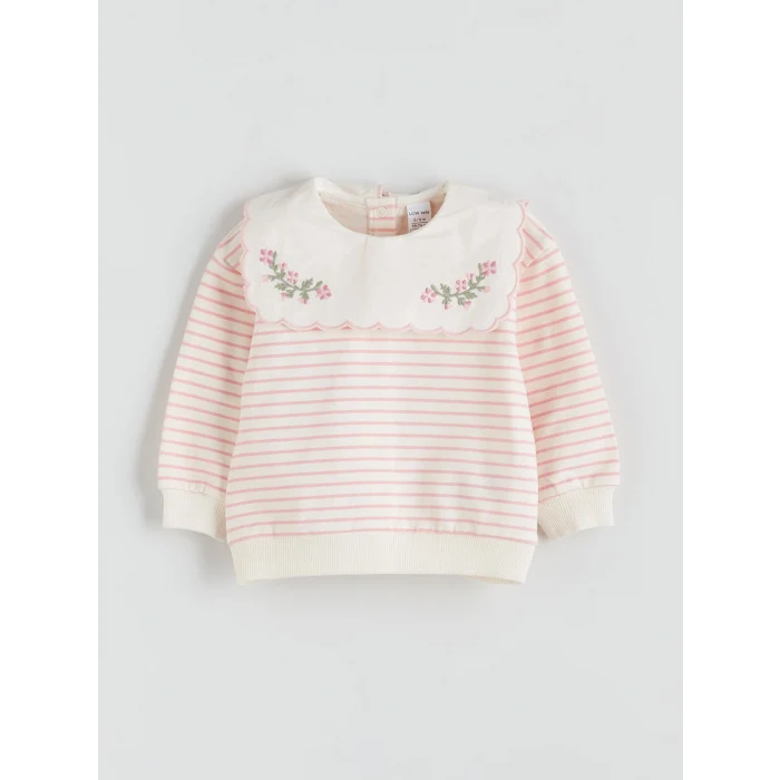 LCW baby Ekru Bebe Yaka Kız Bebek Sweatshirt ve Tayt