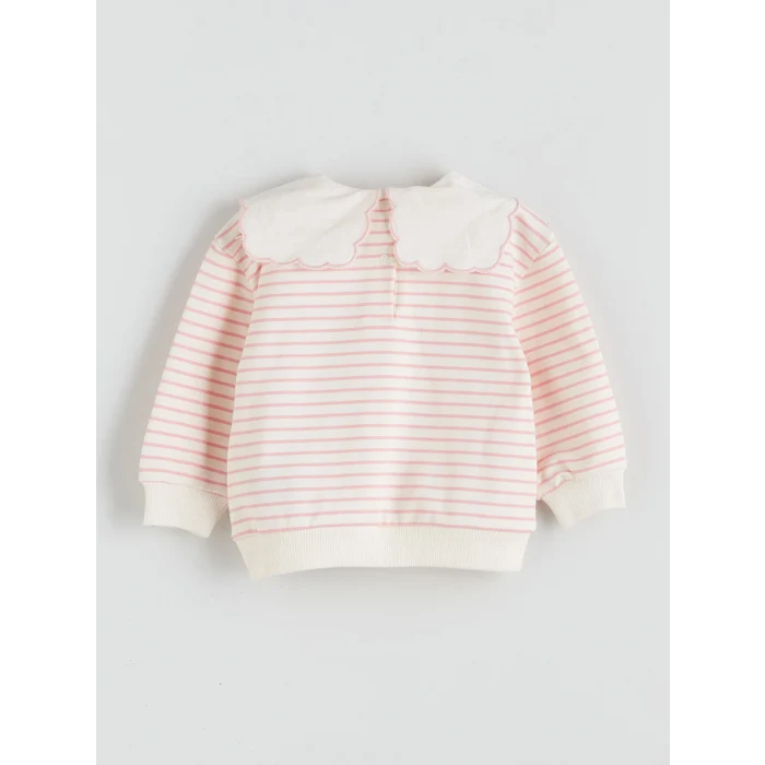 LCW baby Ekru Bebe Yaka Kız Bebek Sweatshirt ve Tayt