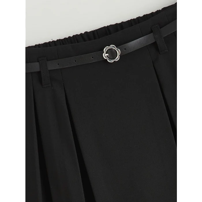 LCW Kids Siyah Pileli Kız Çocuk Şort Etek