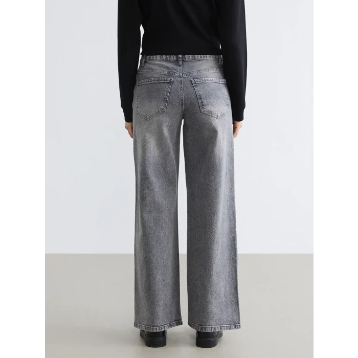 LCW Jeans Gri Wideleg Kadın Jean Pantolon