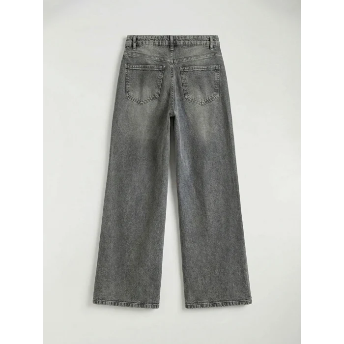 LCW Jeans Gri Wideleg Kadın Jean Pantolon