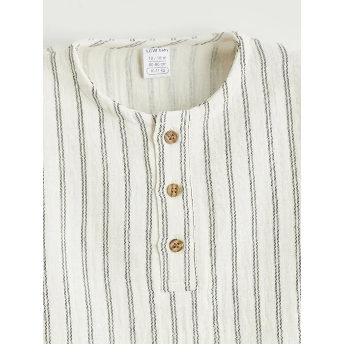 LCW baby Bej Çizgili Erkek Bebek Gömlek ve Pantolon