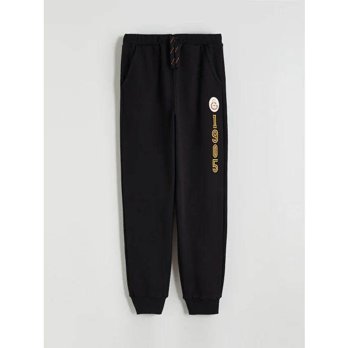 LCW Kids Siyah Beli Lastikli Galatasaray Baskılı Erkek Çocuk Jogger Eşofman Altı