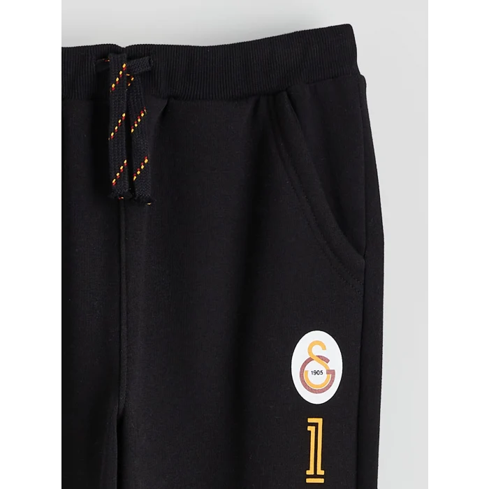 LCW Kids Siyah Beli Lastikli Galatasaray Baskılı Erkek Çocuk Jogger Eşofman Altı