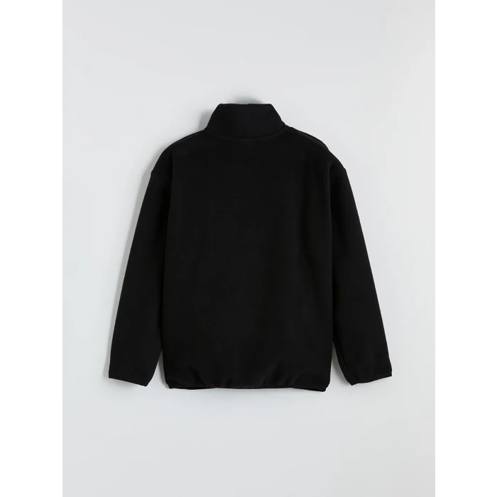 LCW Kids Siyah Dik Yaka Erkek Çocuk Fermuarlı Polar Hırka