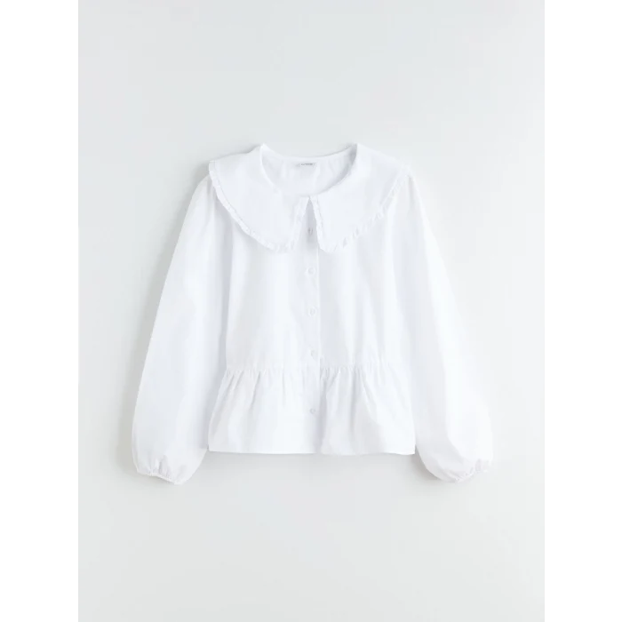 LCW Kids Beyaz Bebe Yaka Kız Çocuk Gömlek