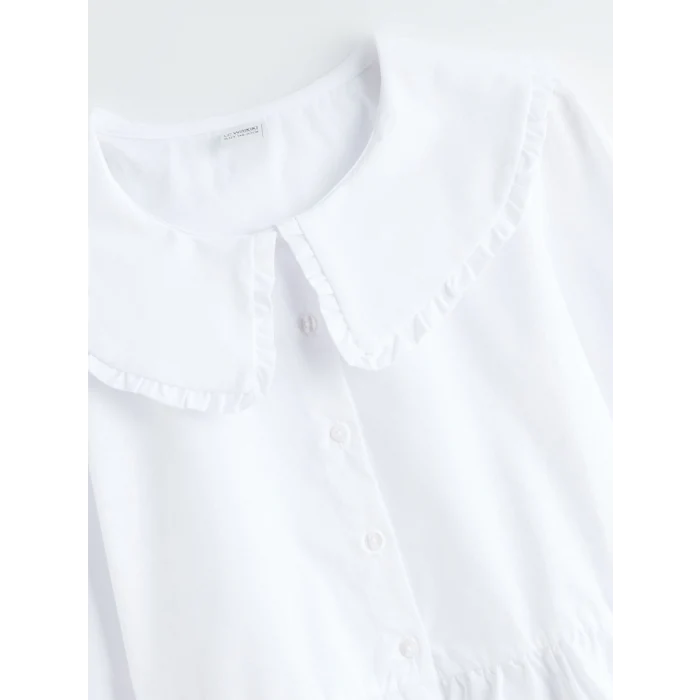 LCW Kids Beyaz Bebe Yaka Kız Çocuk Gömlek