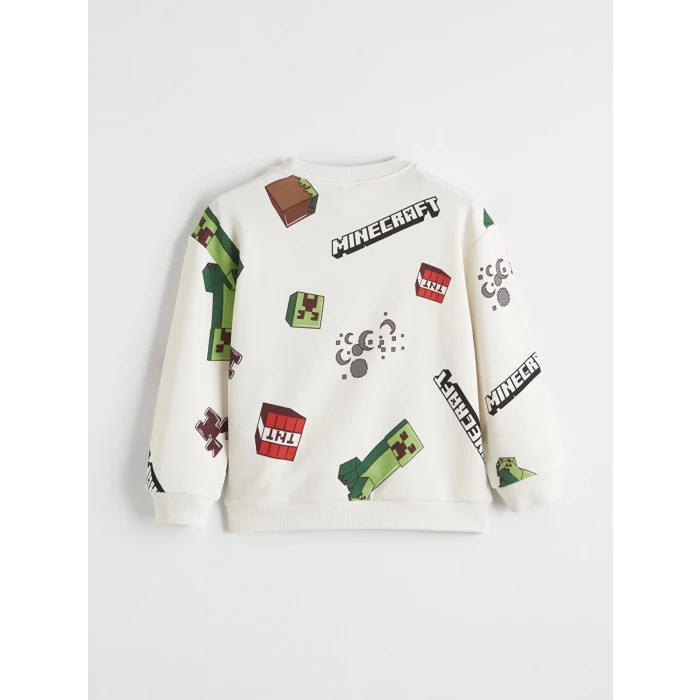 LCW Kids Ekru Minecraft Baskılı Erkek Çocuk Sweatshirt