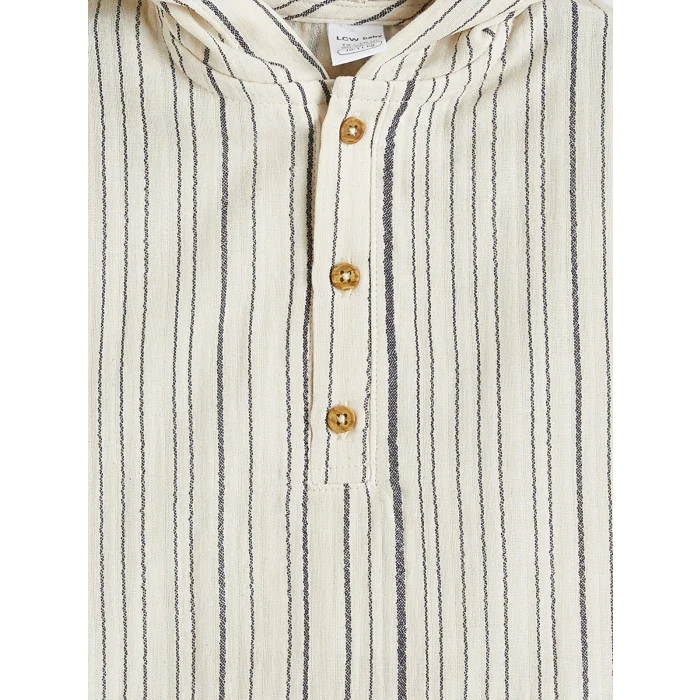 LCW baby Ekru Erkek Bebek Kapüşonlu Gömlek ve Pantolon