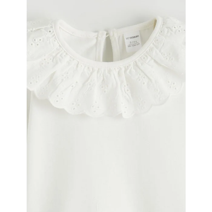 LCW Kids Ekru Bebe Yaka Kız Çocuk Bluz