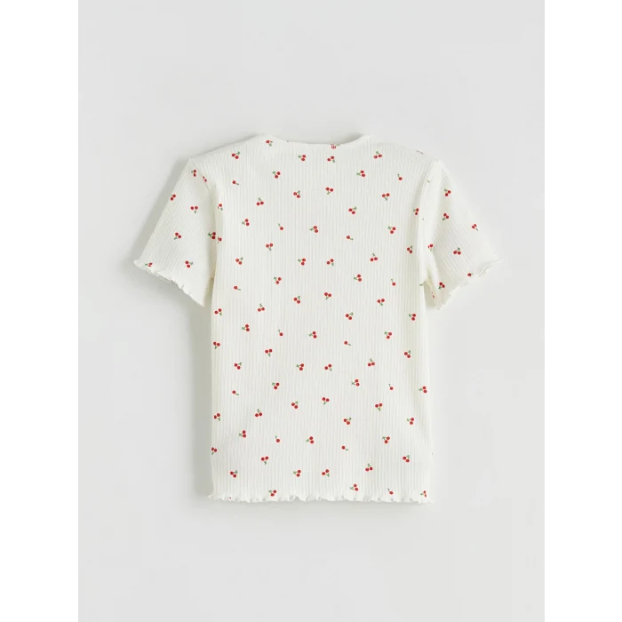 LCW Kids Ekru Baskılı Kız Çocuk Tişört