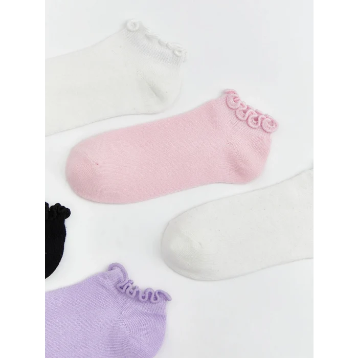 LCW Kids Ekru Basic Kız Çocuk Patik Çorap 5li