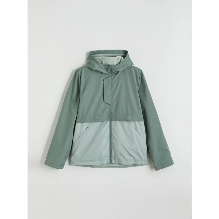 LCW Kids Yeşil Kapüşonlu Su itici Erkek Çocuk Mont