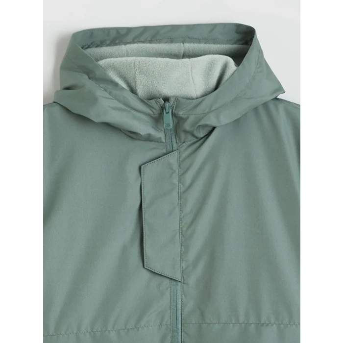 LCW Kids Yeşil Kapüşonlu Su itici Erkek Çocuk Mont