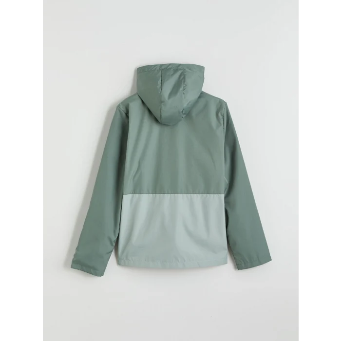 LCW Kids Yeşil Kapüşonlu Su itici Erkek Çocuk Mont