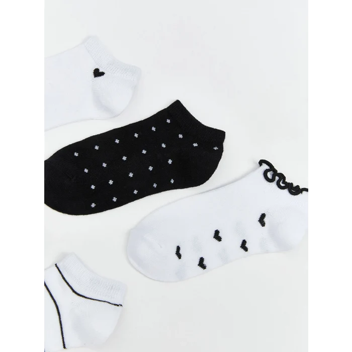 LCW Kids Beyaz Desenli Kız Çocuk Patik Çorap 5li