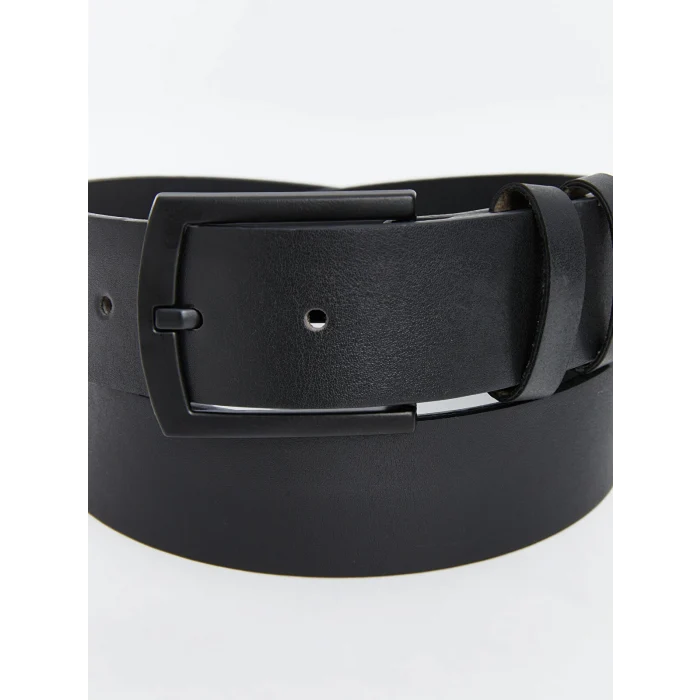 LCW ACCESSORIES Siyah Deri Görünümlü Erkek Kemer