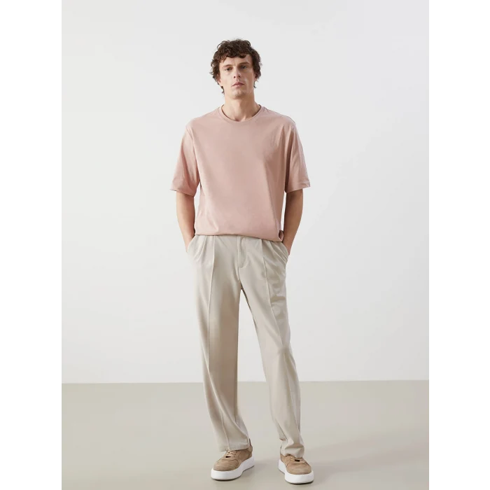 LCWAIKIKI Basic Pembe Bisiklet Yaka Penye Erkek Tişört