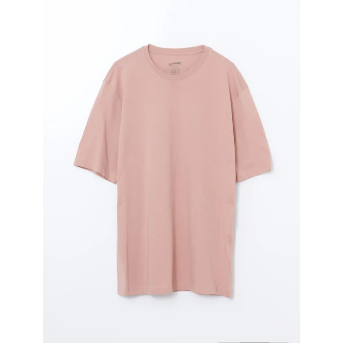 LCWAIKIKI Basic Pembe Bisiklet Yaka Penye Erkek Tişört